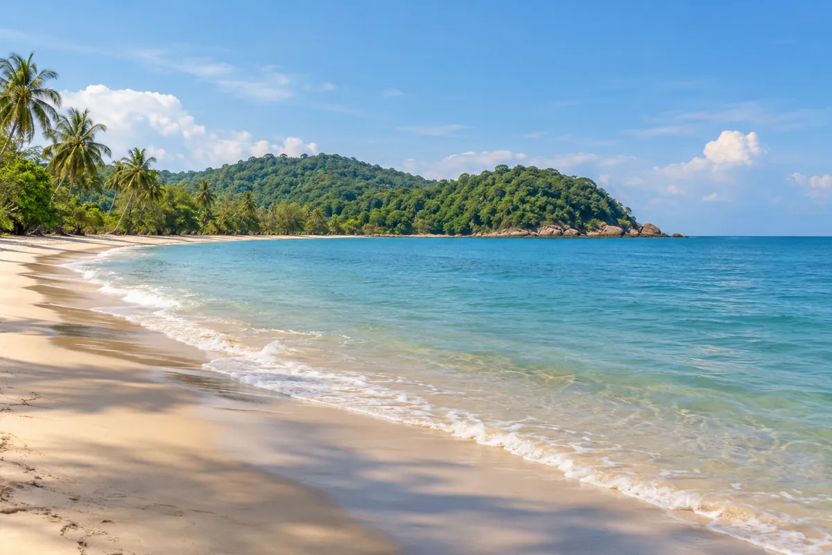 Illustration of a quiet coastline inspired by Chanthaburi